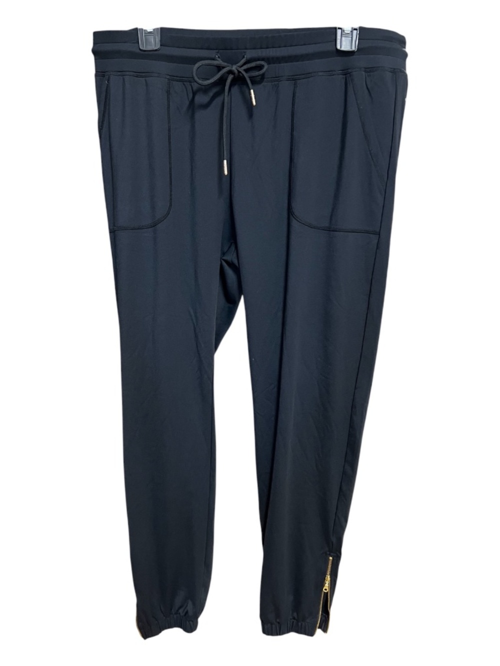 EUC+ Zyia Active Black Joggers with Gold Zip Hems | XL